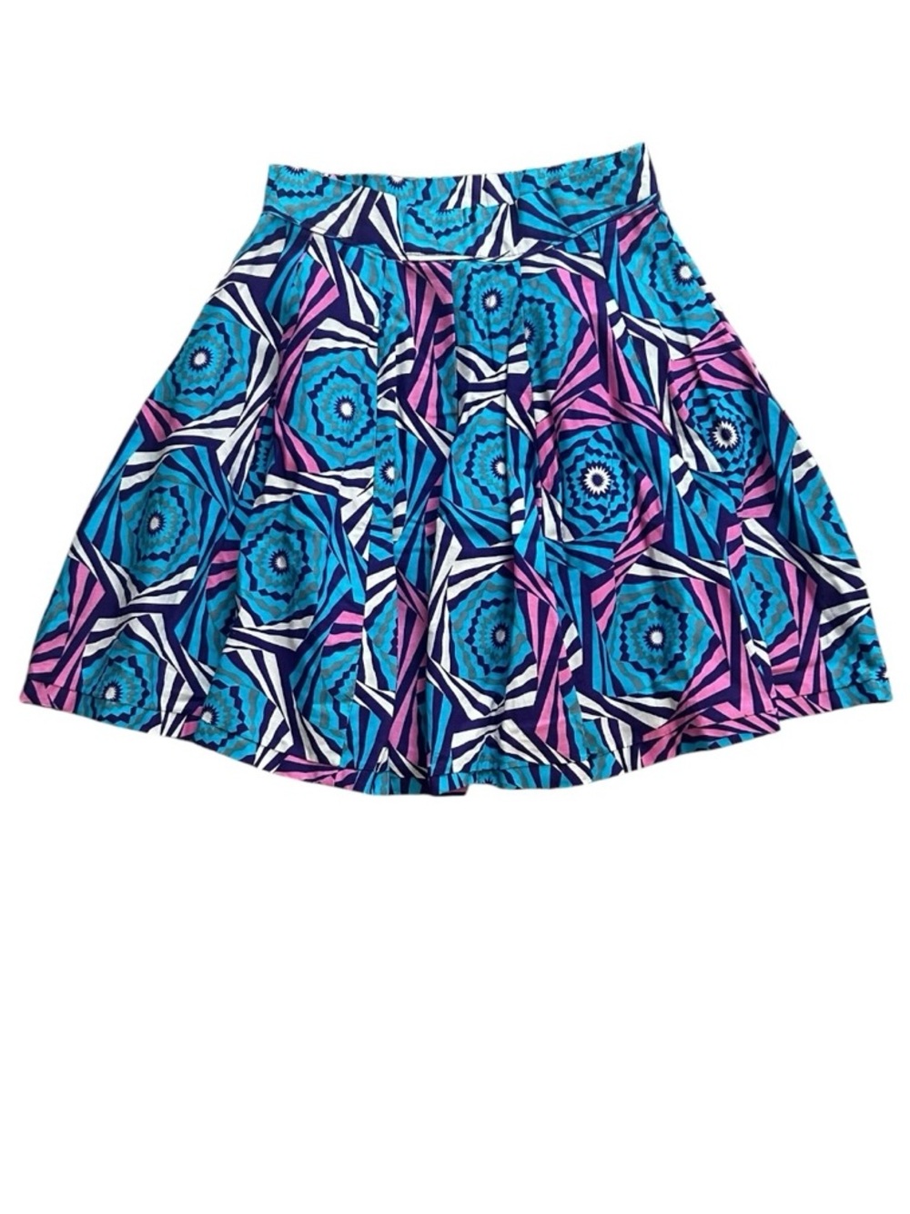 Francis + Benedict Geometric Print Pleated Skirt Small African Cotton Mini